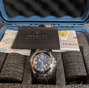 New Wrapped Invicta Chronograph Excursion Watch Silver Black + scuba case